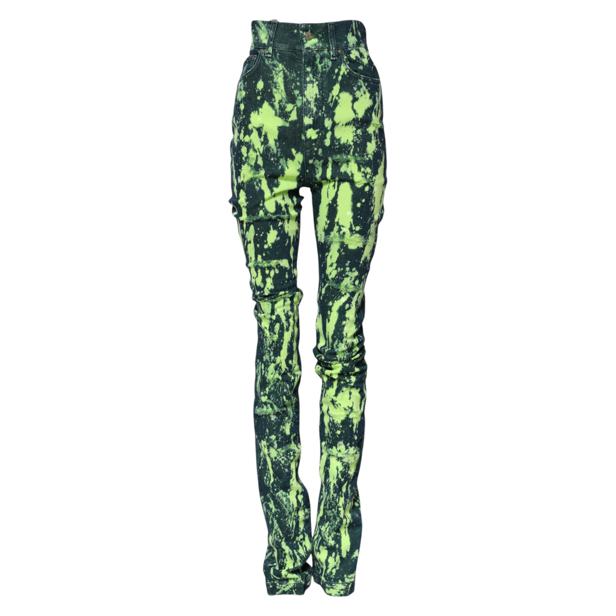 Dolce & Gabbana Jeans Femme Taille Haute Splash Vert