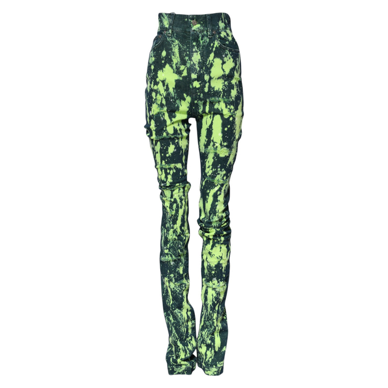 Dolce & Gabbana Green Color Splash High Waist Denim Jeans