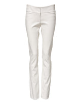 Dolce & Gabbana Pantalons Tapered Blanc en Polyuréthane Taille Haute