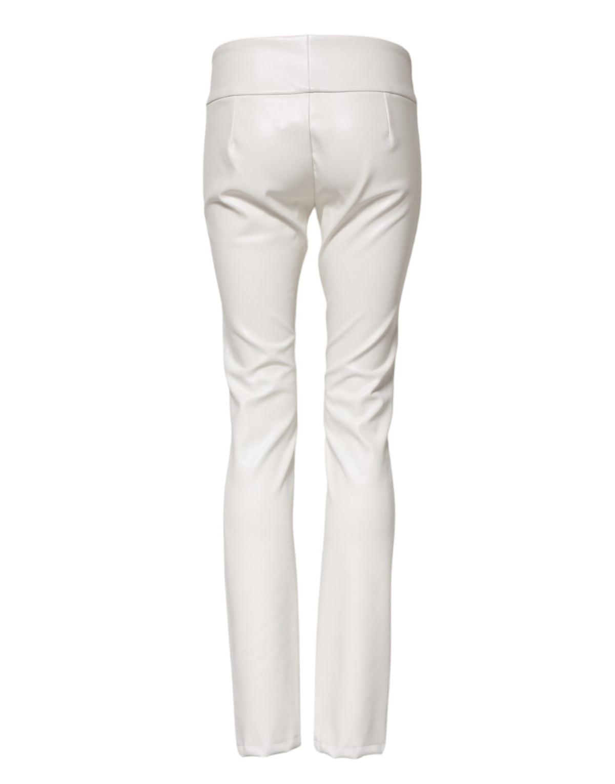 Dolce & Gabbana Pantalons Tapered Blanc en Polyuréthane Taille Haute