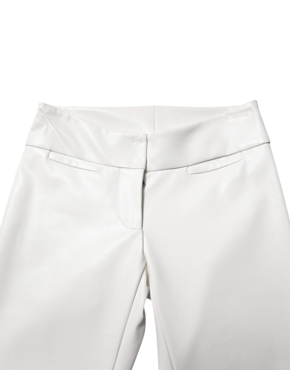 Dolce & Gabbana Pantalons Tapered Blanc en Polyuréthane Taille Haute