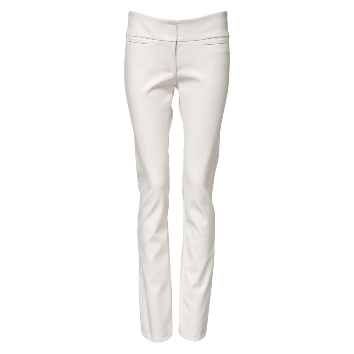 Dolce & Gabbana Pantalons Tapered Blanc en Polyuréthane Taille Haute