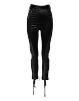 Dolce & Gabbana Pantalons Skinny Taille Haute Détails en Dentelle Noire