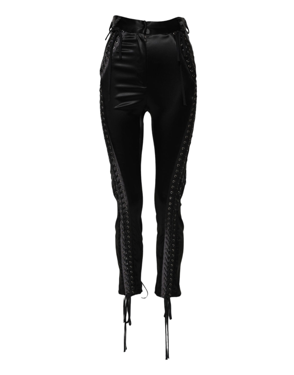 Dolce & Gabbana Pantalons Skinny Taille Haute Détails en Dentelle Noire