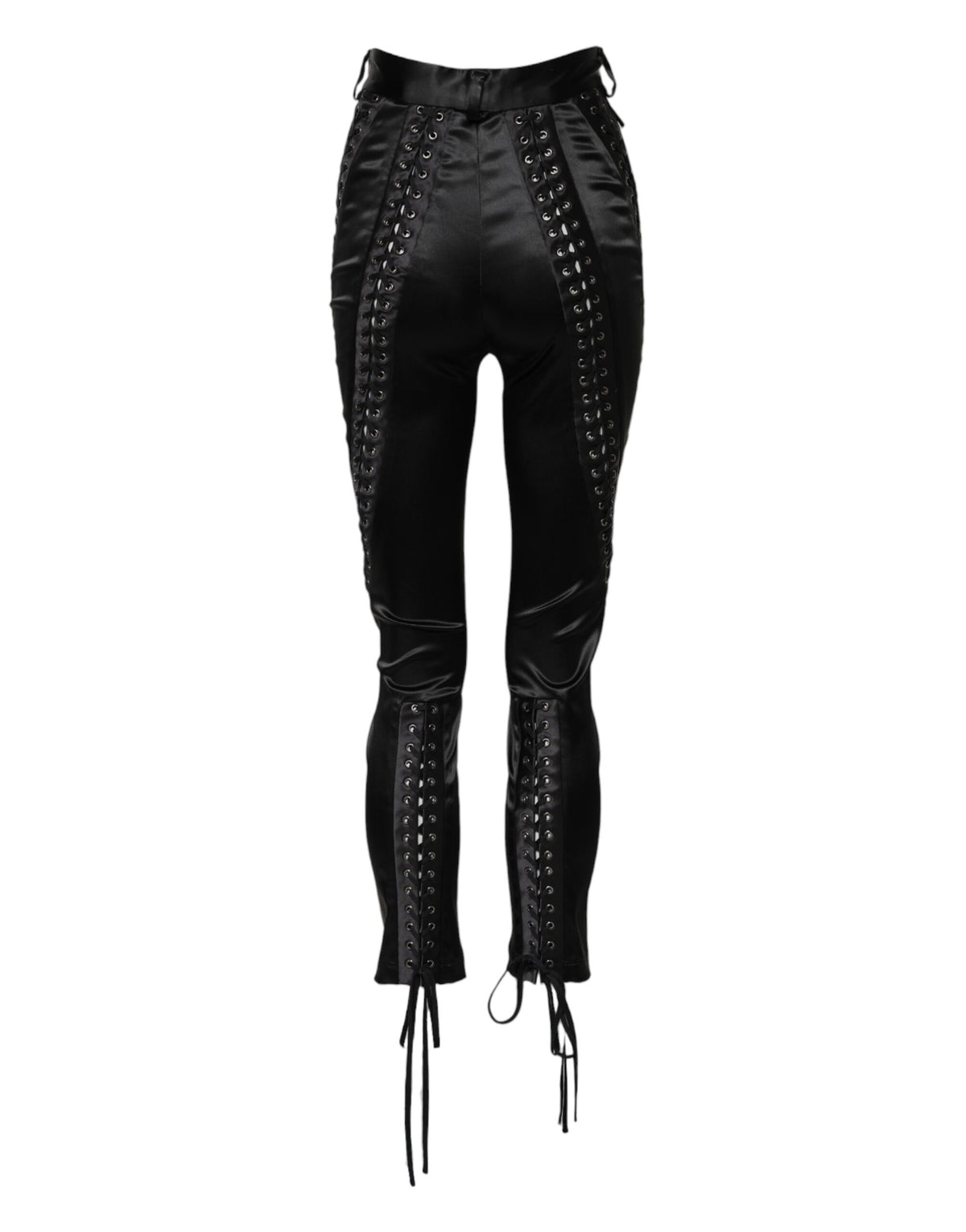 Dolce & Gabbana Pantalons Skinny Taille Haute Détails en Dentelle Noire