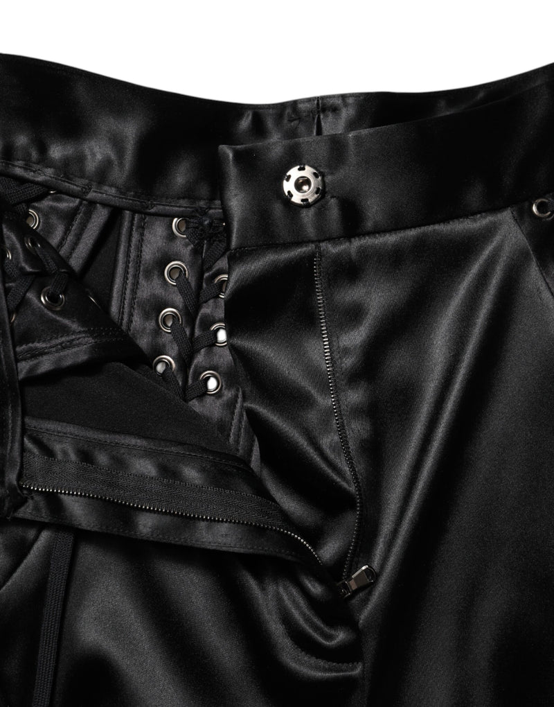Dolce & Gabbana Black Lace Details High Waist Skinny Pants
