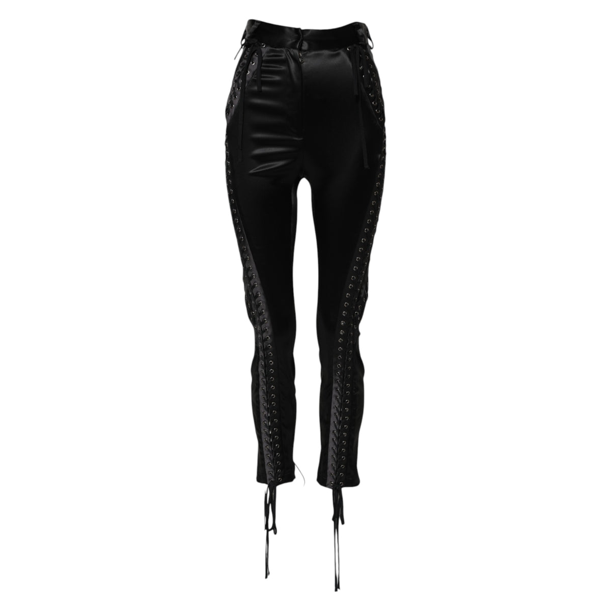 Dolce & Gabbana Pantalons Skinny Taille Haute Détails en Dentelle Noire