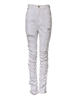 Dolce & Gabbana Jeans Femme Tissés Blancs Taille Haute