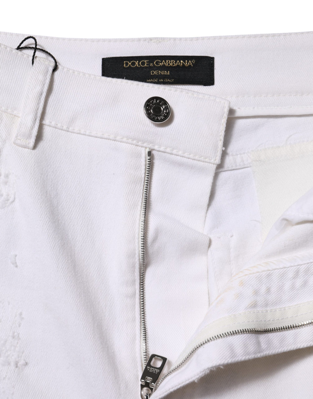 Dolce & Gabbana Jeans Femme Tissés Blancs Taille Haute