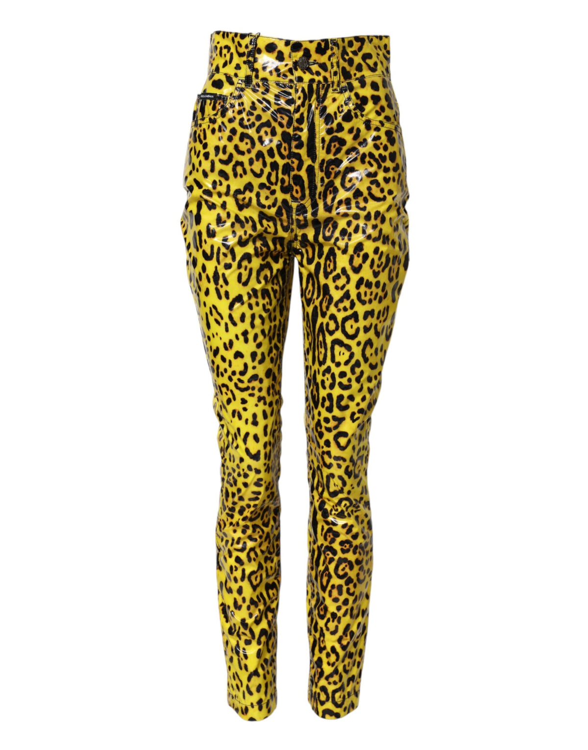 Dolce & Gabbana Pantalons Slim Taille Haute Léopard Jaune