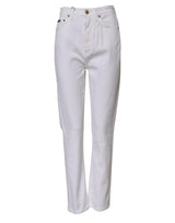 Dolce & Gabbana Jeans Femme Blanc Taille Haute Droit