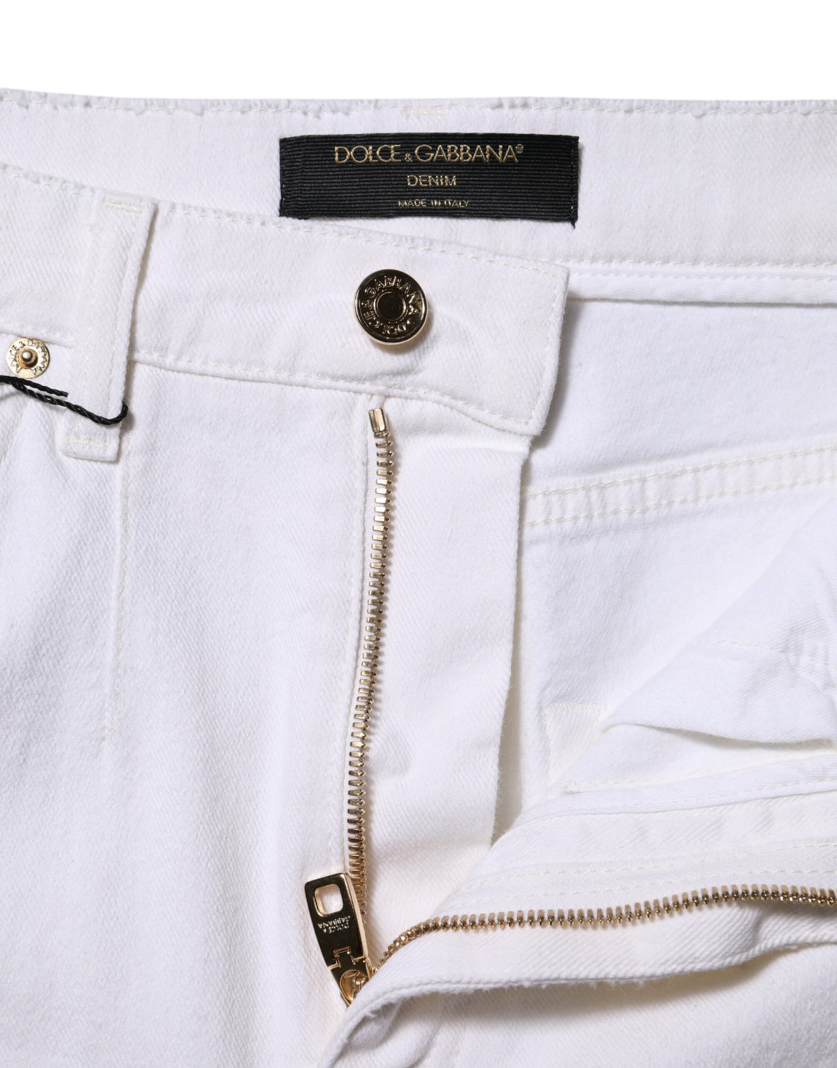 Dolce & Gabbana Jeans Femme Blanc Taille Haute Droit