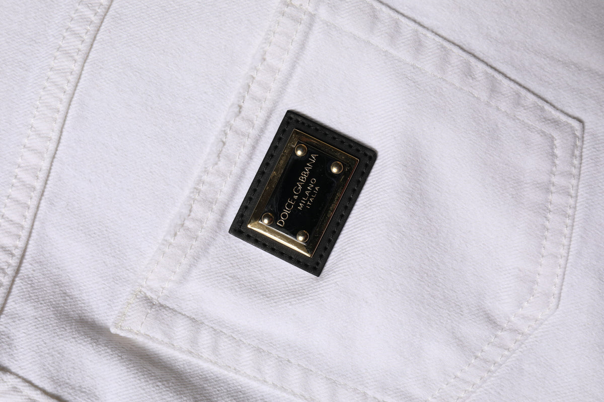 Dolce & Gabbana Jeans Femme Blanc Taille Haute Droit