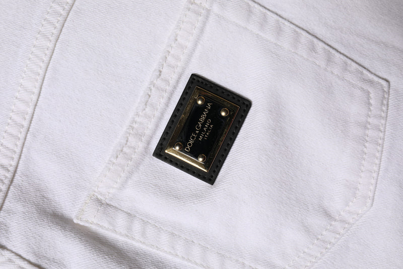 Dolce & Gabbana Jeans Femme Blanc Taille Haute Droit