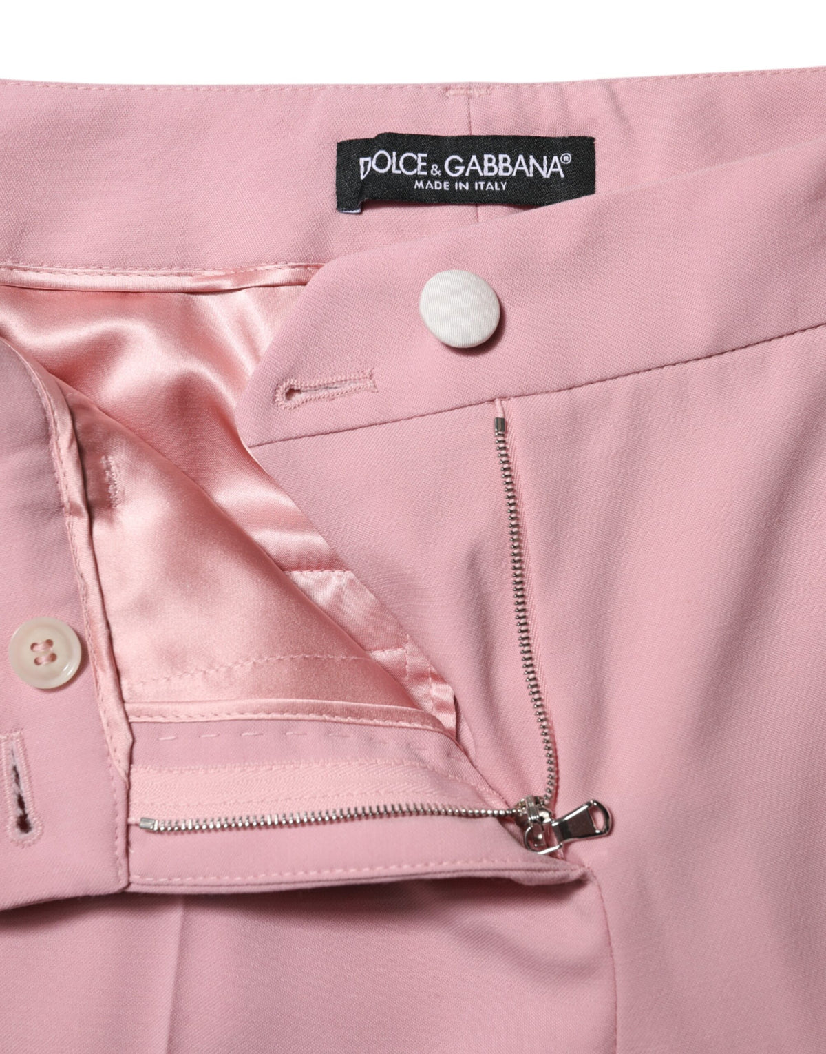Dolce & Gabbana Pantalons Tapered Taille Haute en Laine Rose