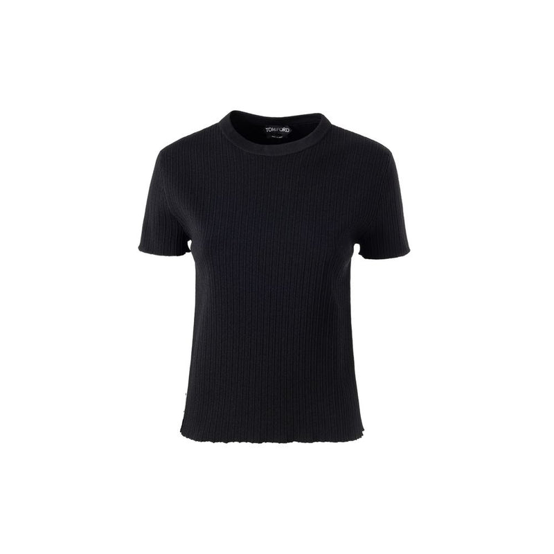 Tom Ford T-Shirt en Soie Noire - Design Ribs Luxueux