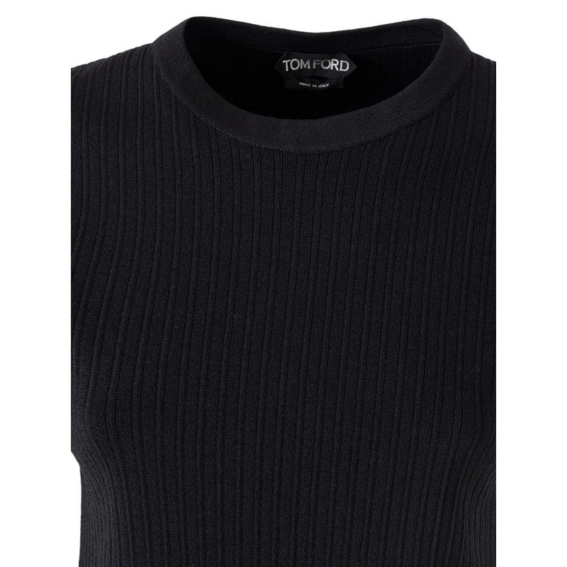 Tom Ford T-Shirt en Soie Noire - Design Ribs Luxueux