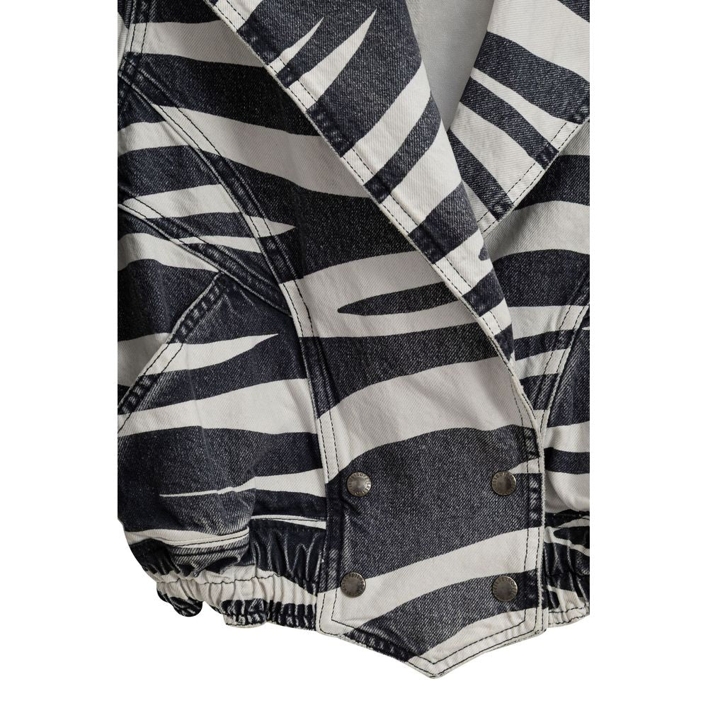 Retrofête Blazer Noir et Blanc en Coton - Élégance Chic et Polyvalente