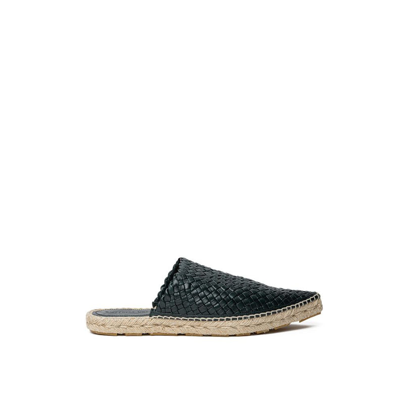 Bottega Veneta Green Leather Espadrille - Intreccio Lagoon