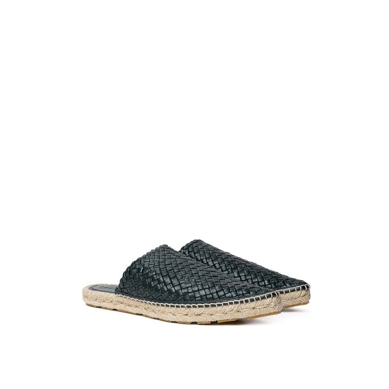 Bottega Veneta Green Leather Espadrille - Intreccio Lagoon