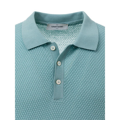 Gran Sasso blauw katoenen poloshirt