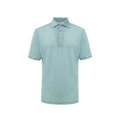 Gran Sasso blauwe linnen polo shirt