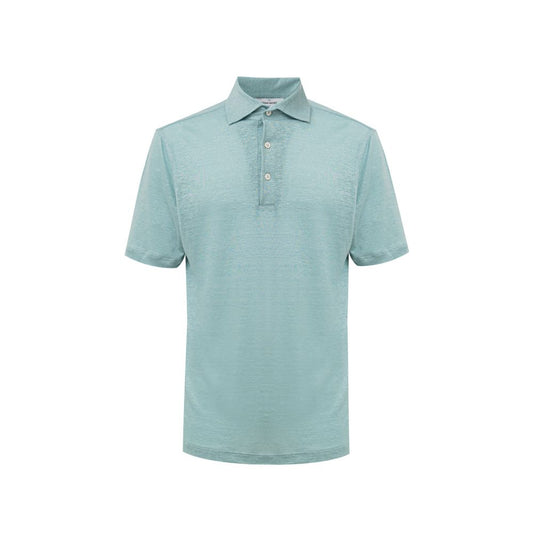 Gran Sasso blauwe linnen polo shirt