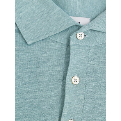 Gran Sasso blauwe linnen polo shirt