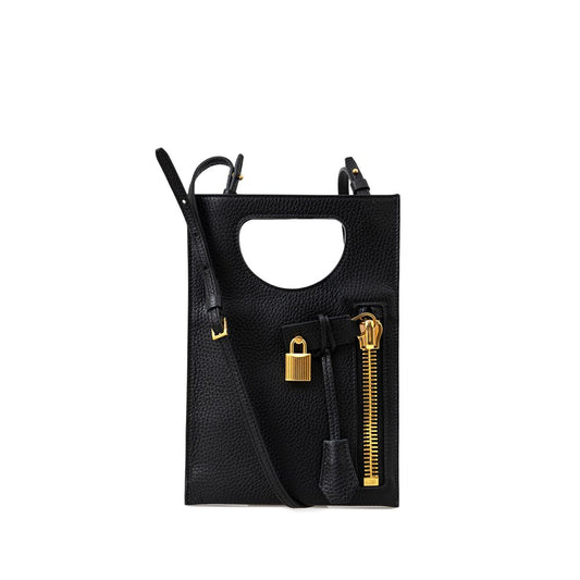 Sac à bandoulière en cuir noir Tom Ford