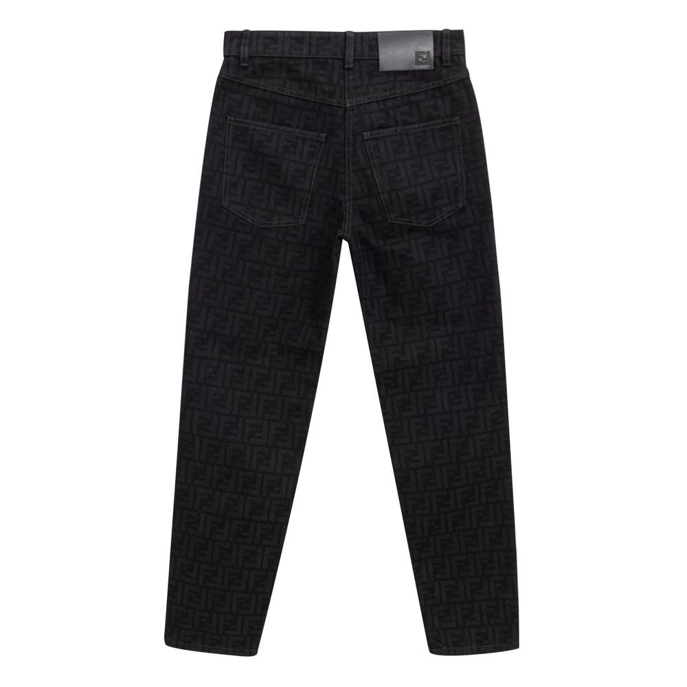 Jean en coton noir en denim Fendi