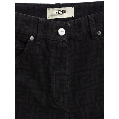 Jean en coton noir en denim Fendi
