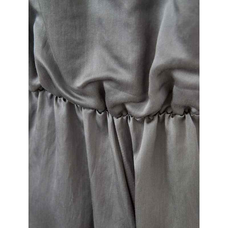 Lardini Gray Silk Long Dress with Crossover Neckline