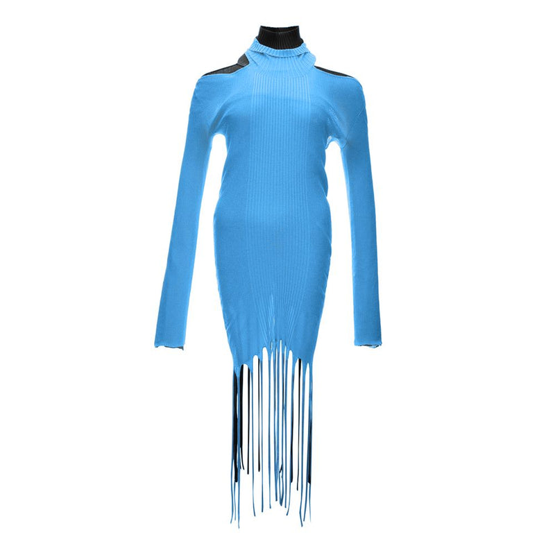 Robe Longue à Franges en Coton Bleu Bottega Veneta