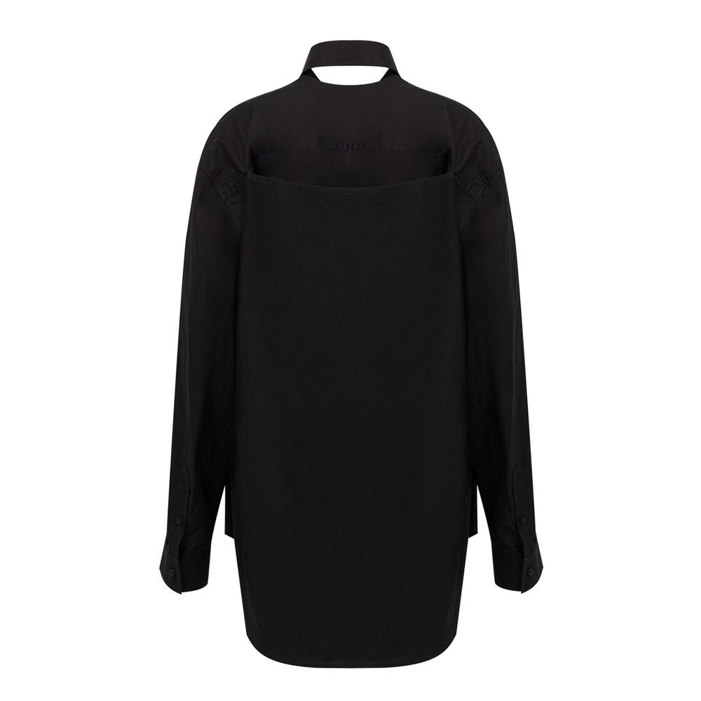 Robe Chemise Longue Effet Suspendu Noire Balenciaga