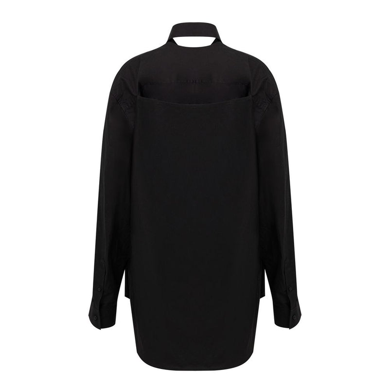 Balenciaga Black Cotton Long Suspended Effect Shirt Dress