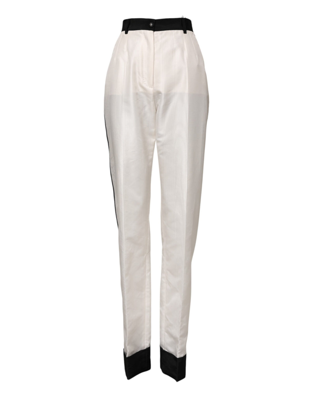 Dolce & Gabbana Pantalon Droit Taille Haute Blanc
