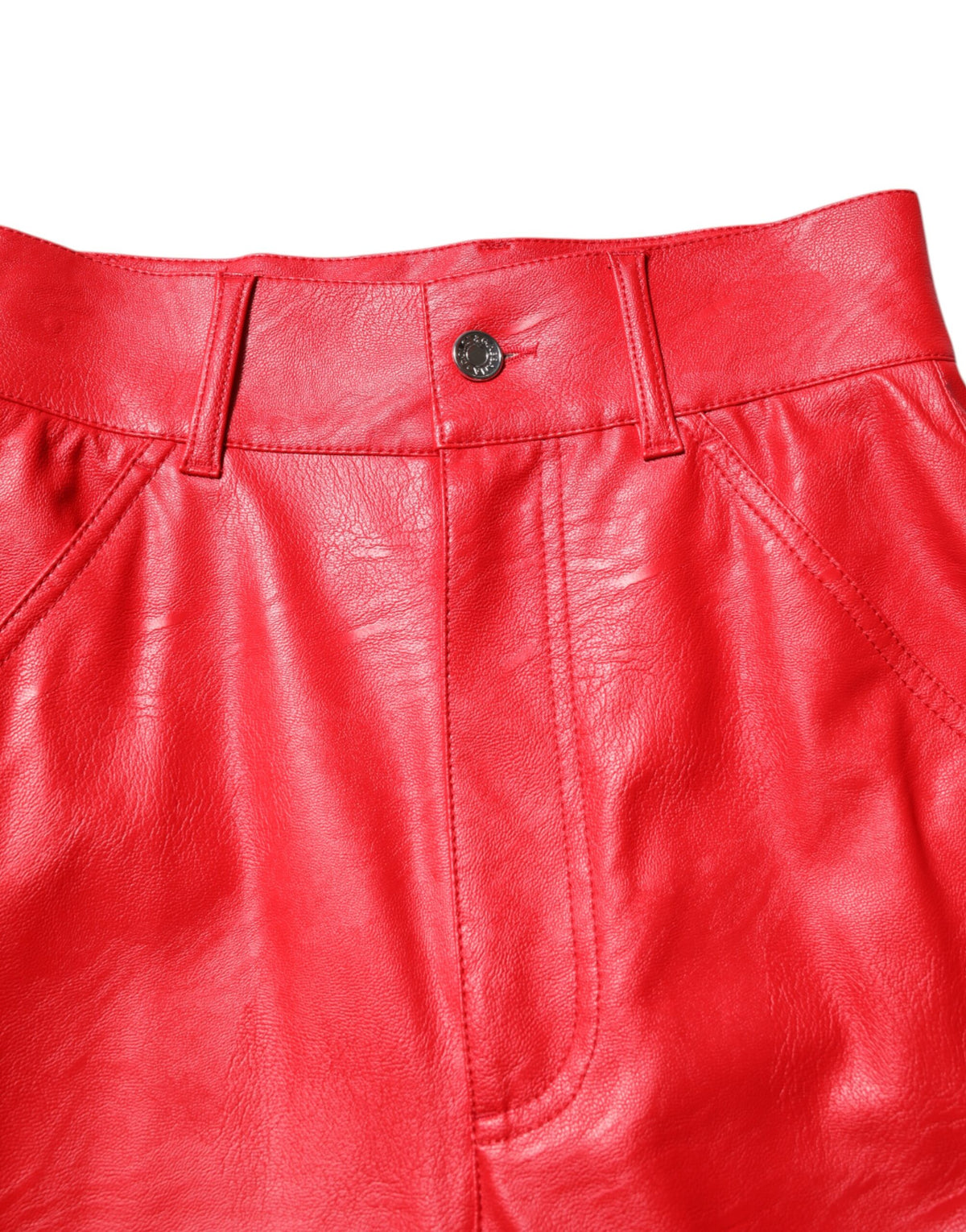Dolce & Gabbana Pantalon Tapered Rouge en Viscose Haute Taille