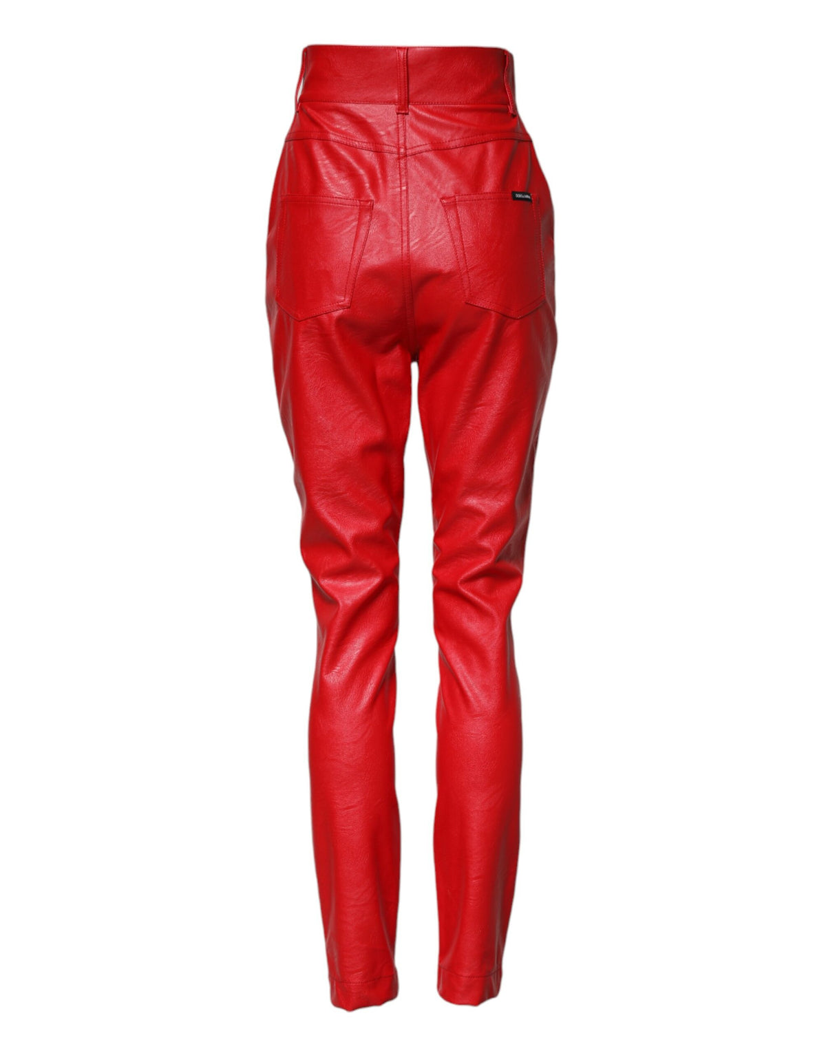 Dolce & Gabbana Pantalon Tapered Rouge en Viscose Haute Taille