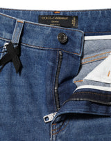 Dolce & Gabbana Blue High Waist Tapered Denim Jeans