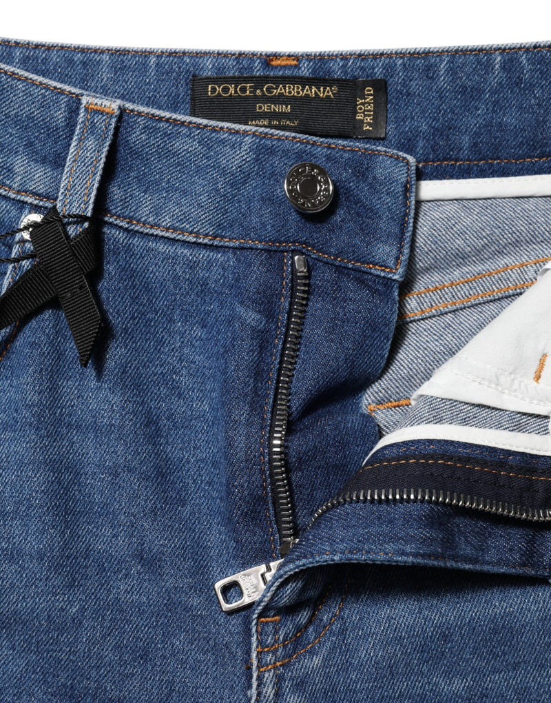 Dolce & Gabbana Jeans Denim Tapered Taille Haute Bleus