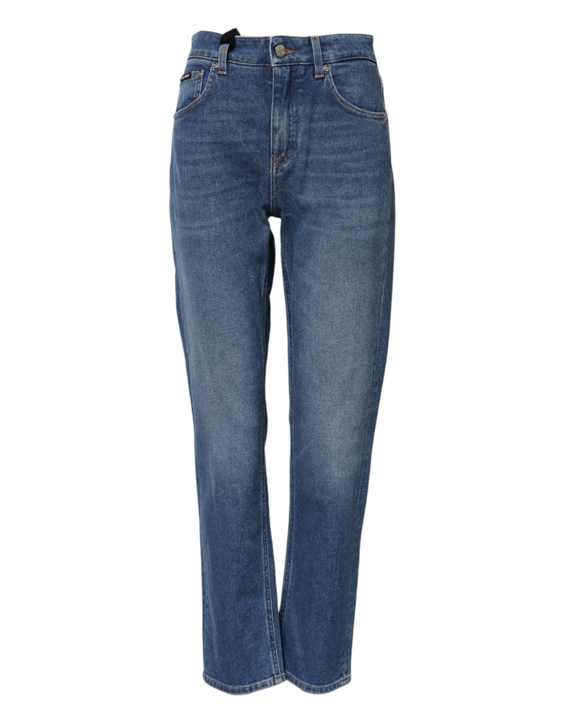 Dolce & Gabbana Jeans Denim Tapered Taille Haute Bleus