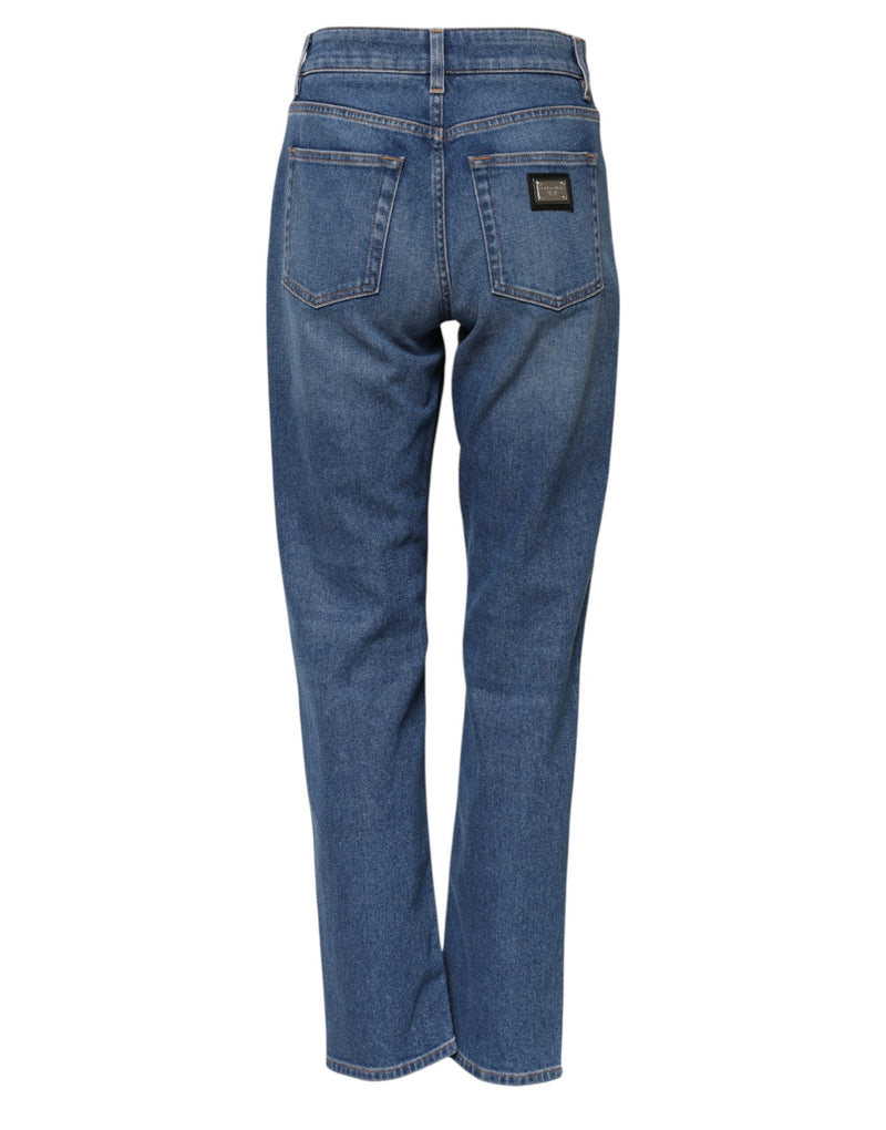 Dolce & Gabbana Jeans Denim Tapered Taille Haute Bleus