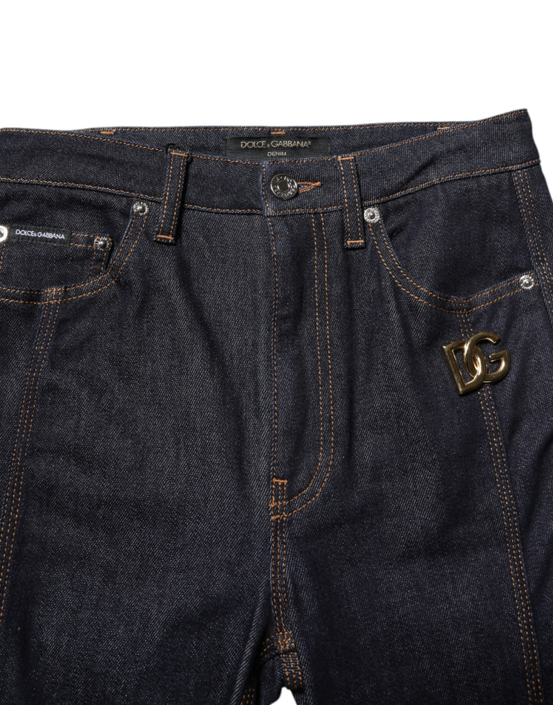 Dolce & Gabbana Black Cotton Mid Waist Bootcut Denim Jeans