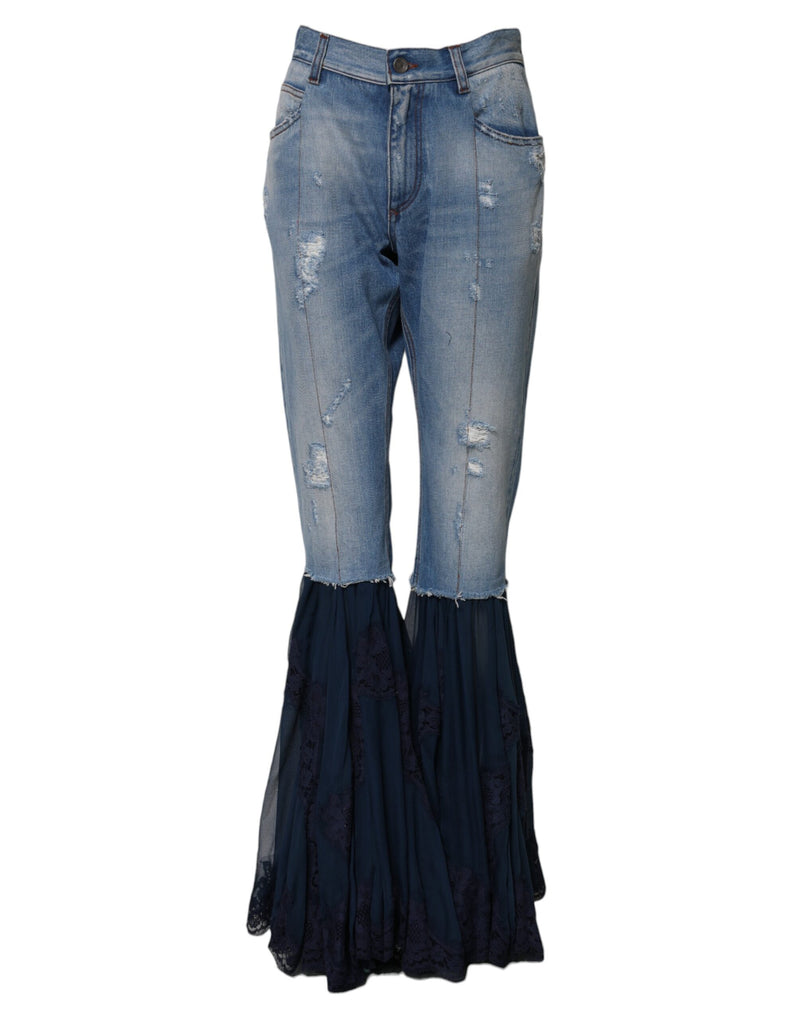Dolce & Gabbana Jeans en Denim Flare Taille Haute Bleus