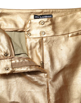 Dolce & Gabbana Pantalon Skinny Taille Haute Métallique Or
