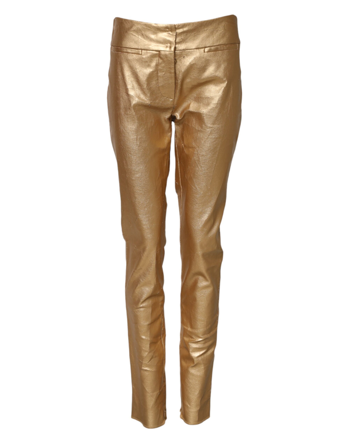 Dolce & Gabbana Pantalon Skinny Taille Haute Métallique Or