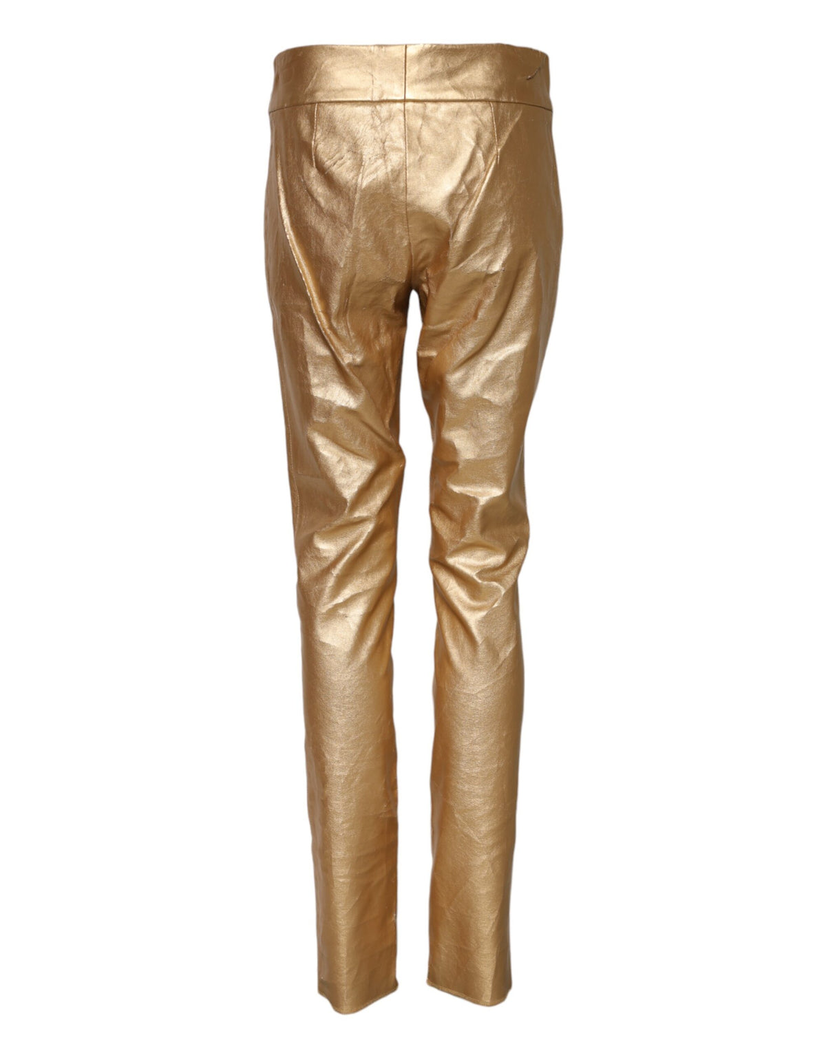 Dolce & Gabbana Pantalon Skinny Taille Haute Métallique Or
