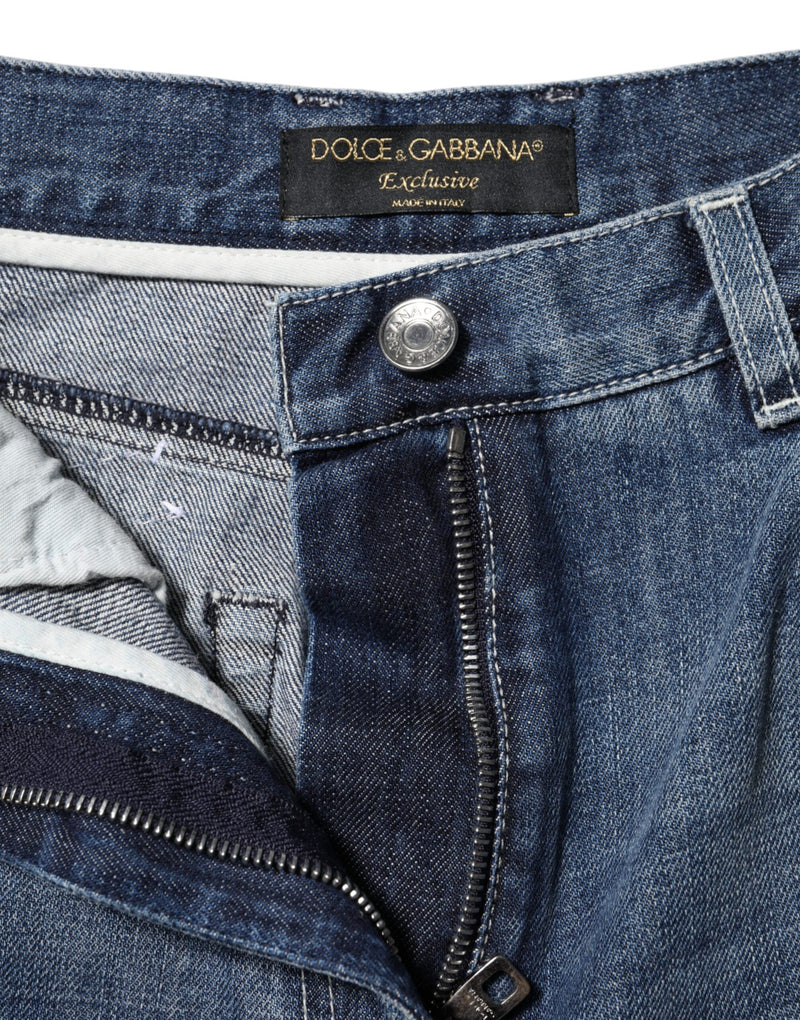 Dolce & Gabbana Jeans en Denim Bleu à Taille Haute et Jambes Larges