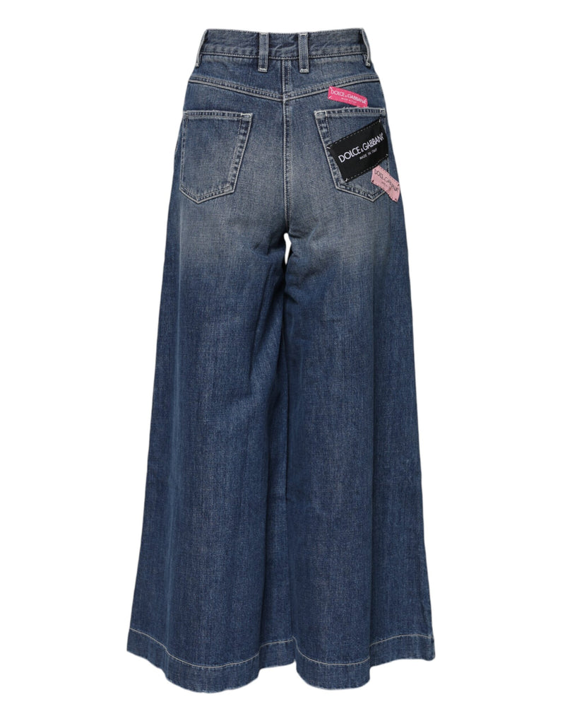 Dolce & Gabbana Jeans en Denim Bleu à Taille Haute et Jambes Larges