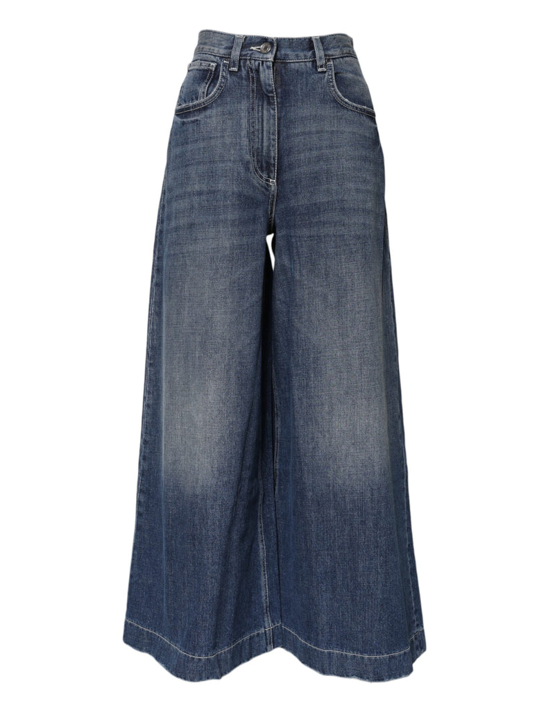Dolce & Gabbana Jeans en Denim Bleu à Taille Haute et Jambes Larges